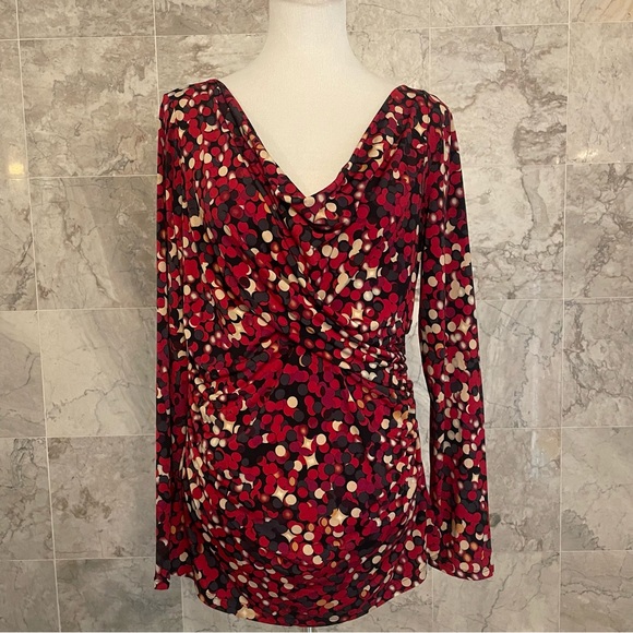 Vince Camuto Dot Print Cowl Neck Top - Picture 2 of 7